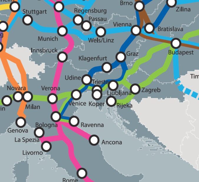 Rijeka ucrtana na kartu Europe